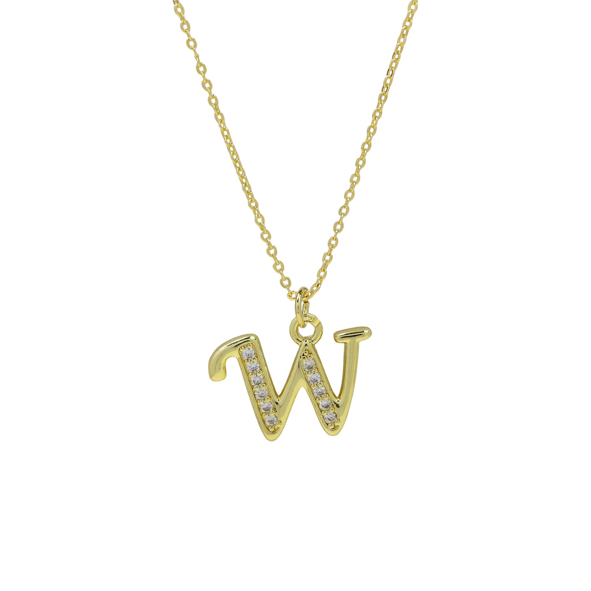 Winifred Delicate Alphabet Necklace - Letter W [XY6CE6ML]