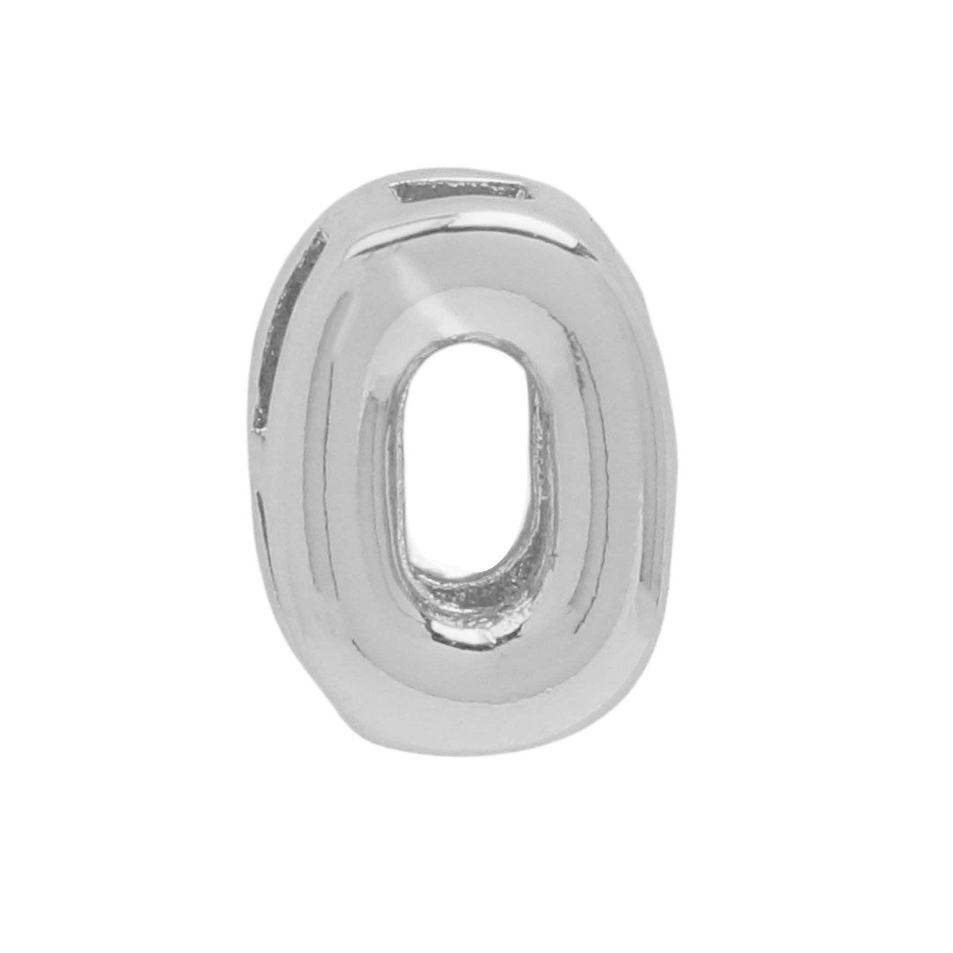 Devora Bubble Letter Necklace - White Gold Tone Number 0 Pendant [4BSCBE6S]