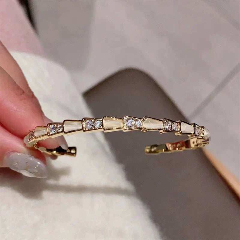 Riyah Mother-of-Pearl Bangle - Gold Tone
