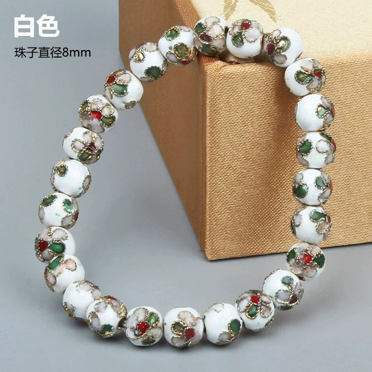 Azuri Enamel Filigree Bracelet - White 0.8cm (25 beads)