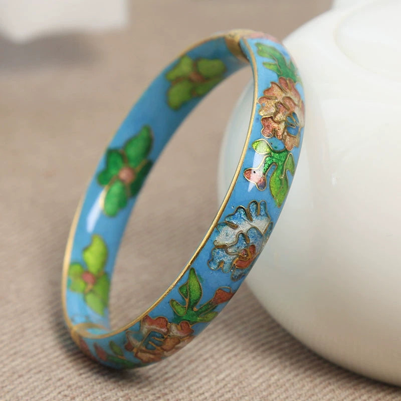 Alizabeth Peony Cloisonné Bangle - Sky Blue [NZ72SGE2]