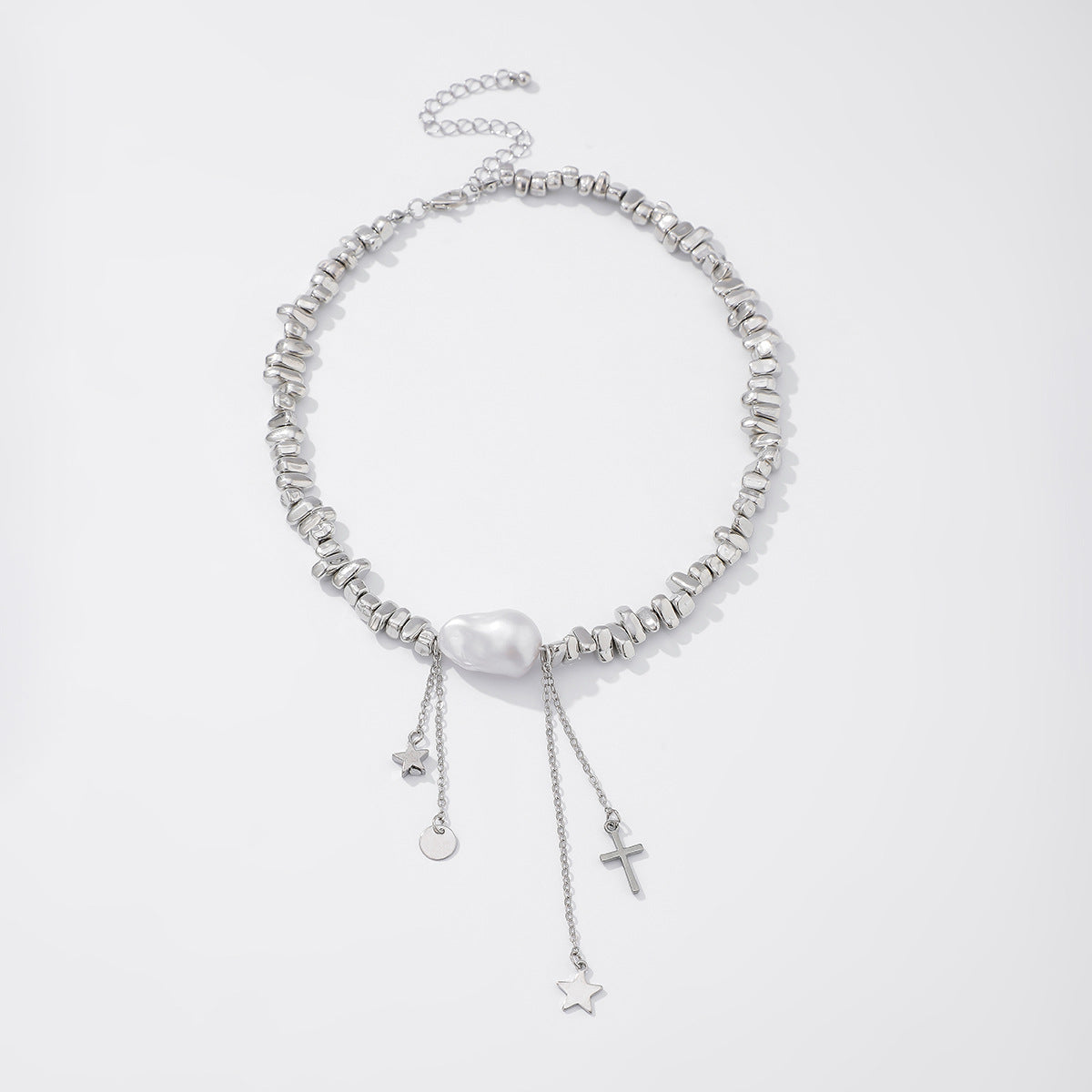 Aiya Irregular Pearl Heart Necklace - Silver 3 [PL581QM7]