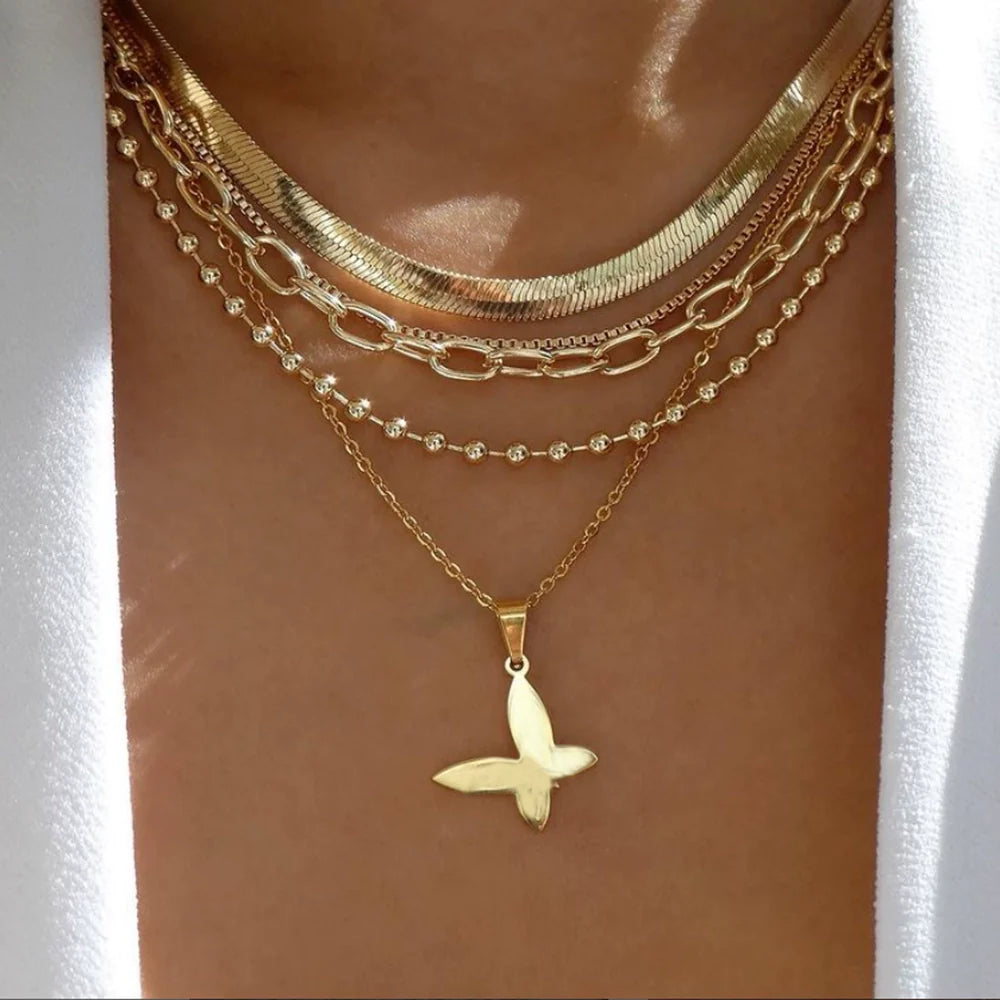 Jaqueline Multilayer Moon Pendant Necklace - CS8898-29