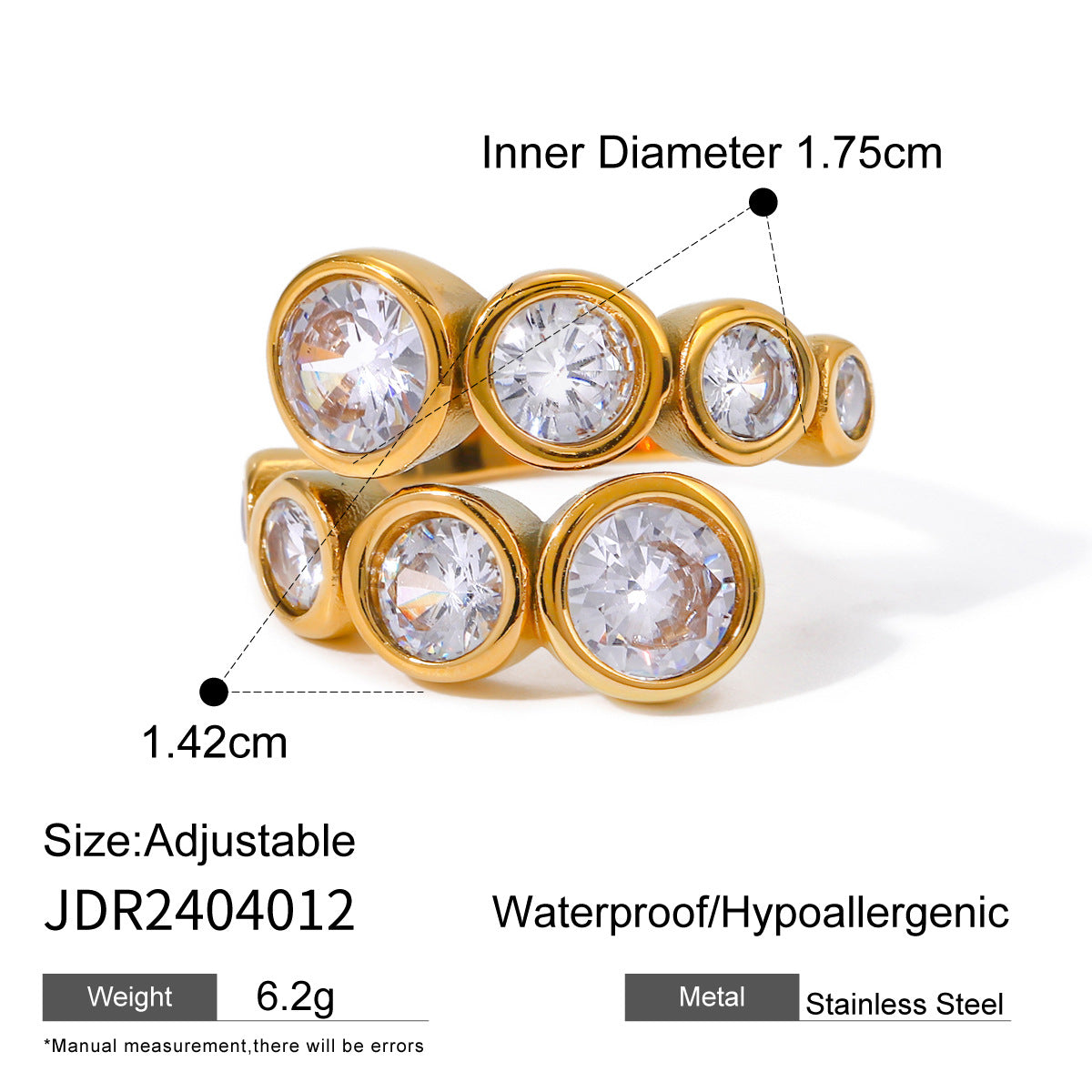 Brady Irregular Zircon Open Ring - JDR2404012 [OFN7Y53T]