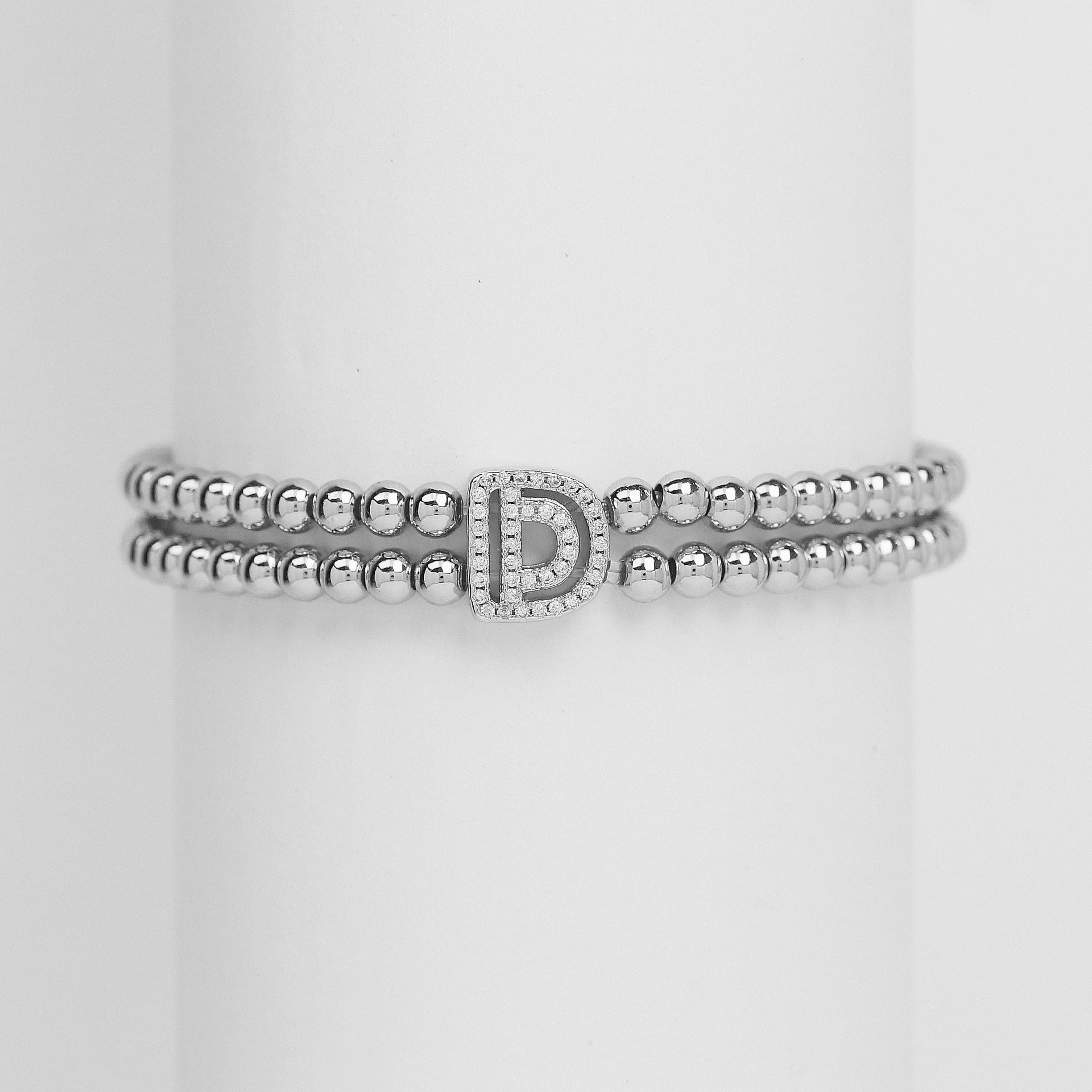 Alexandra Bubble Initial Bracelet - Silver D [1DCCPGTG]