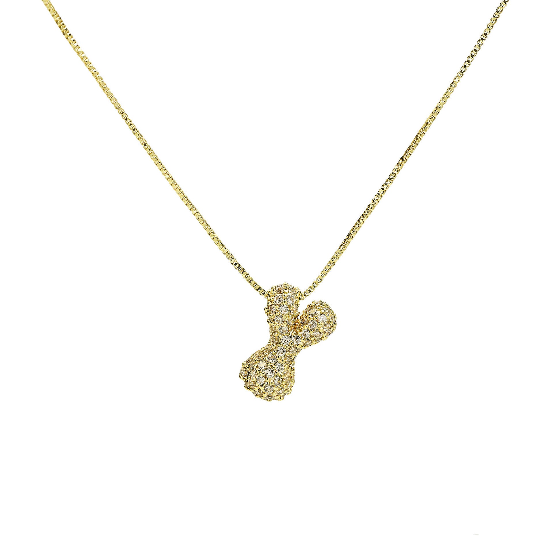 Francis Bubble Initial Necklace - Gold Necklace Y [W7TV09LZ]