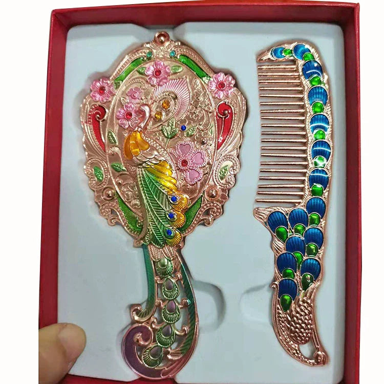 Hillary Vintage Mirror Set - Rose Gold Single Phoenix - Red Box