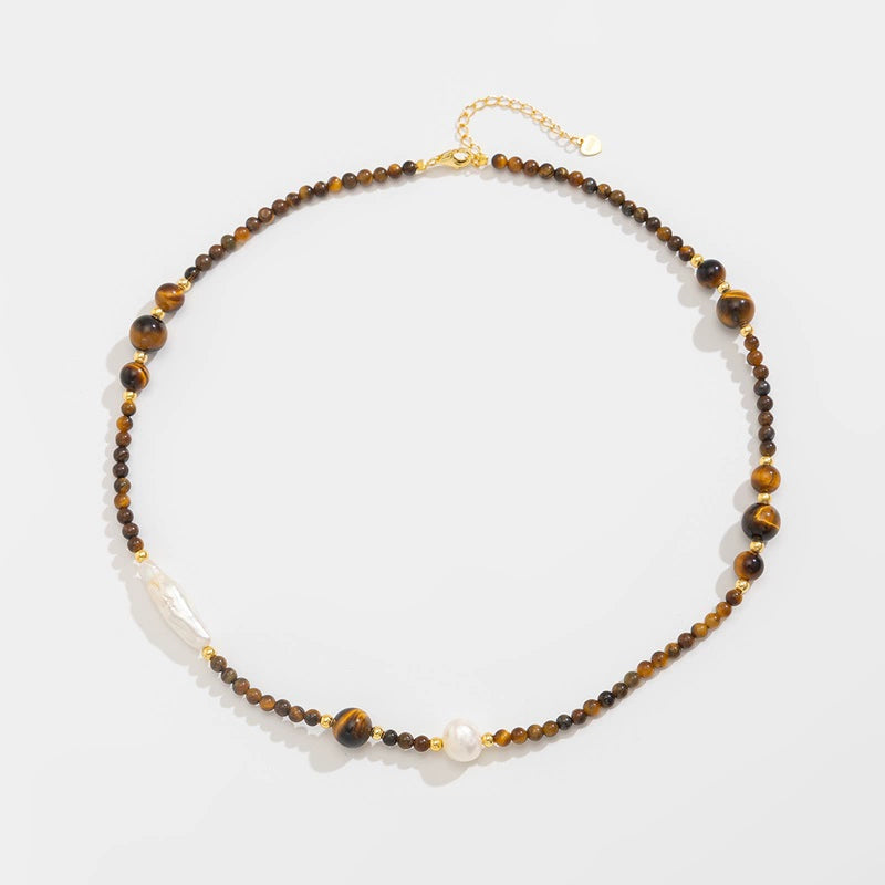 Mahi Beaded Tiger Eye Necklace - Maillard Tiger Eye Necklace [568THKUL]