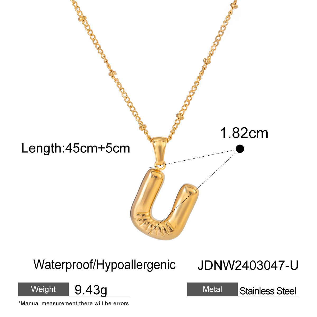 Rayana Initial Letter Necklace - U [KBWWQNBE]