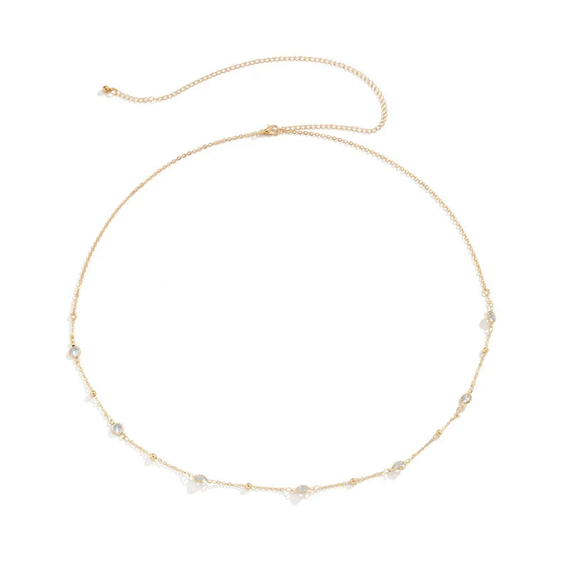 Gracie Crystal Body Chain - Gold Clear Crystal