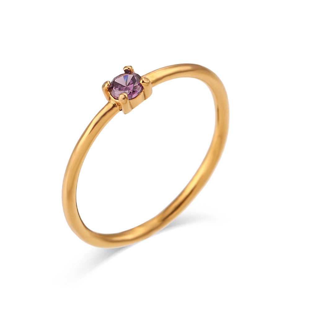 Kenzley Dainty Birthstone Ring - Deep Purplish Red [TXHQ0SLW]