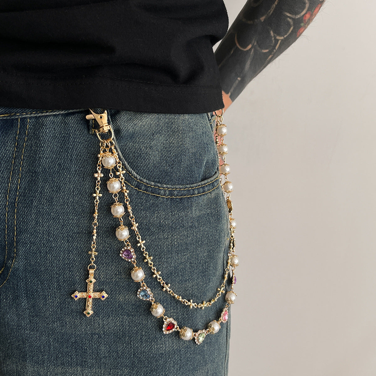 Laramie Pearl Floret Pants Chain - Gold Style D [1KRZKN90]