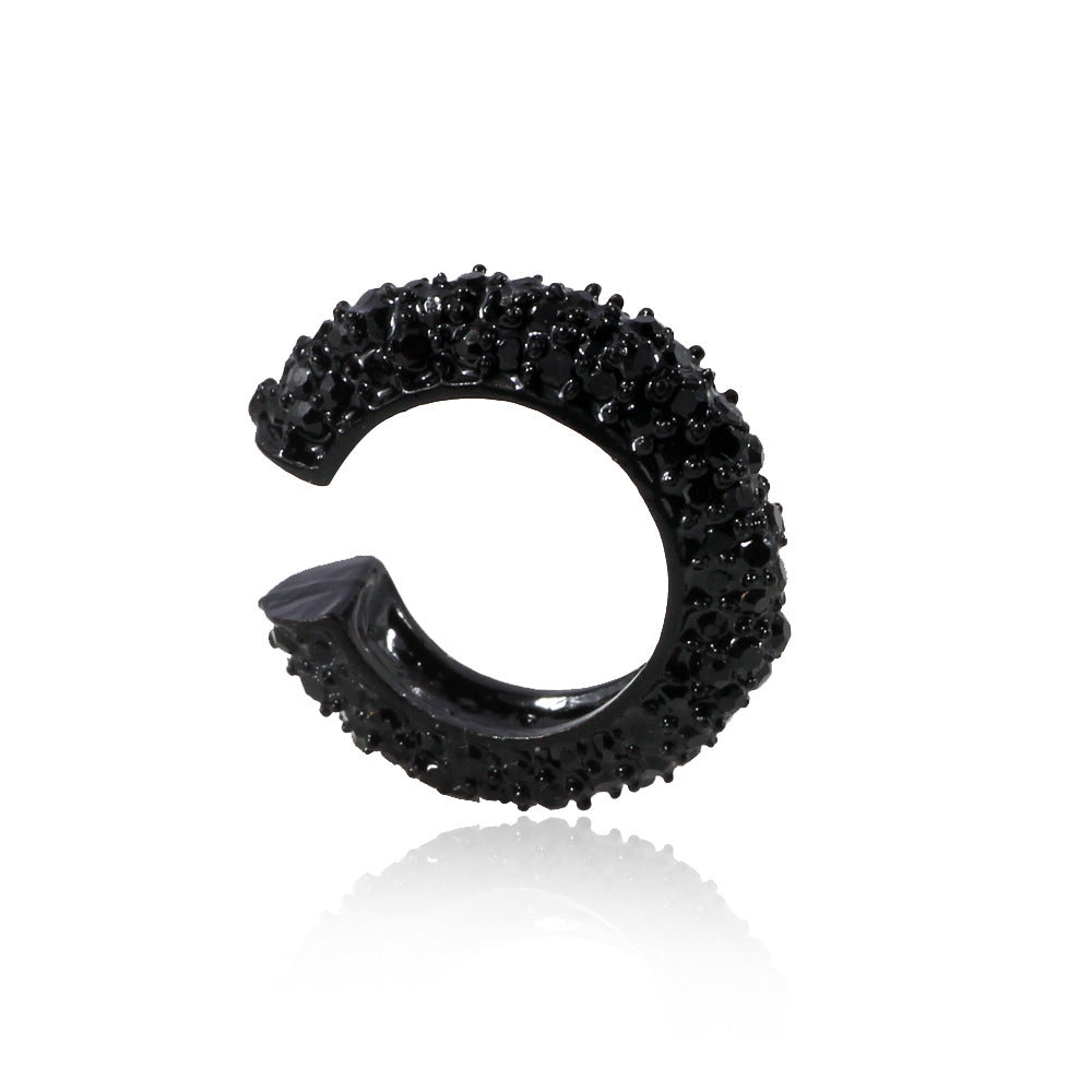 Anaira C-Shape Rhinestone Ear Cuff - Black [2VTD2XRU]
