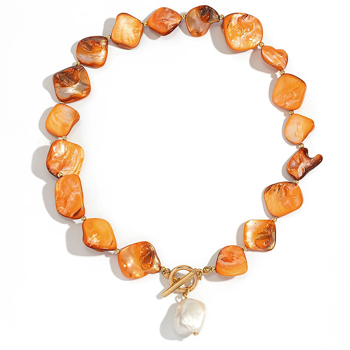 Kayce Shell Toggle Bracelet Necklace - Necklace Orange
