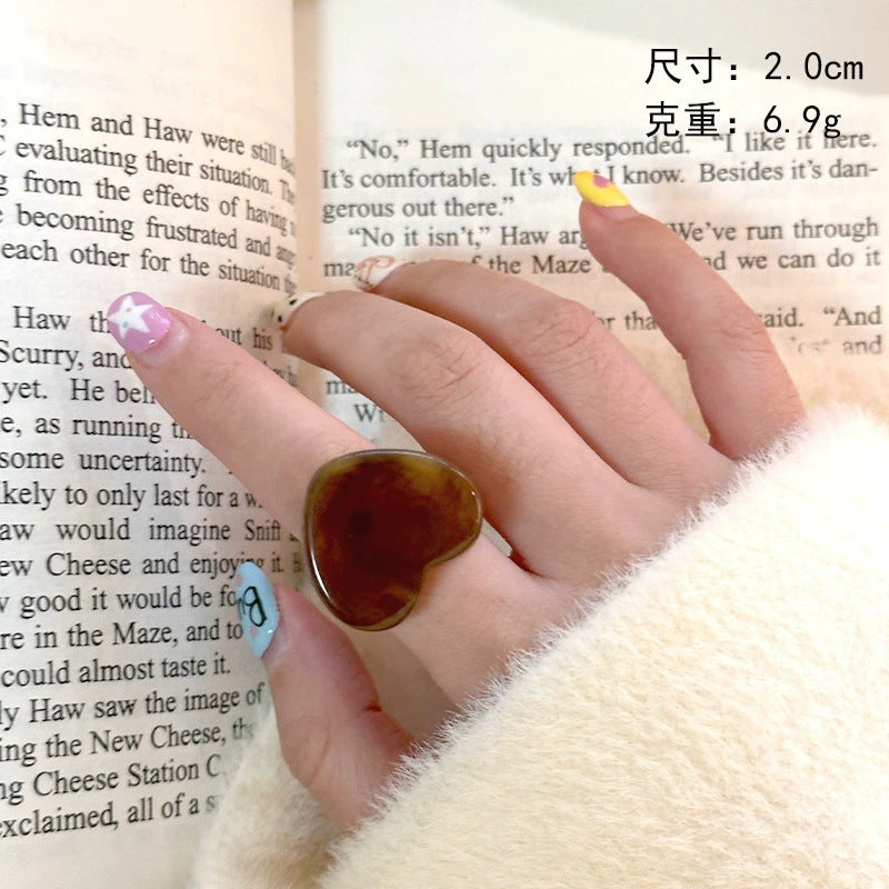 Damya Chunky Geometric Ring - Amber Clear Ring [3DRUOP8P]