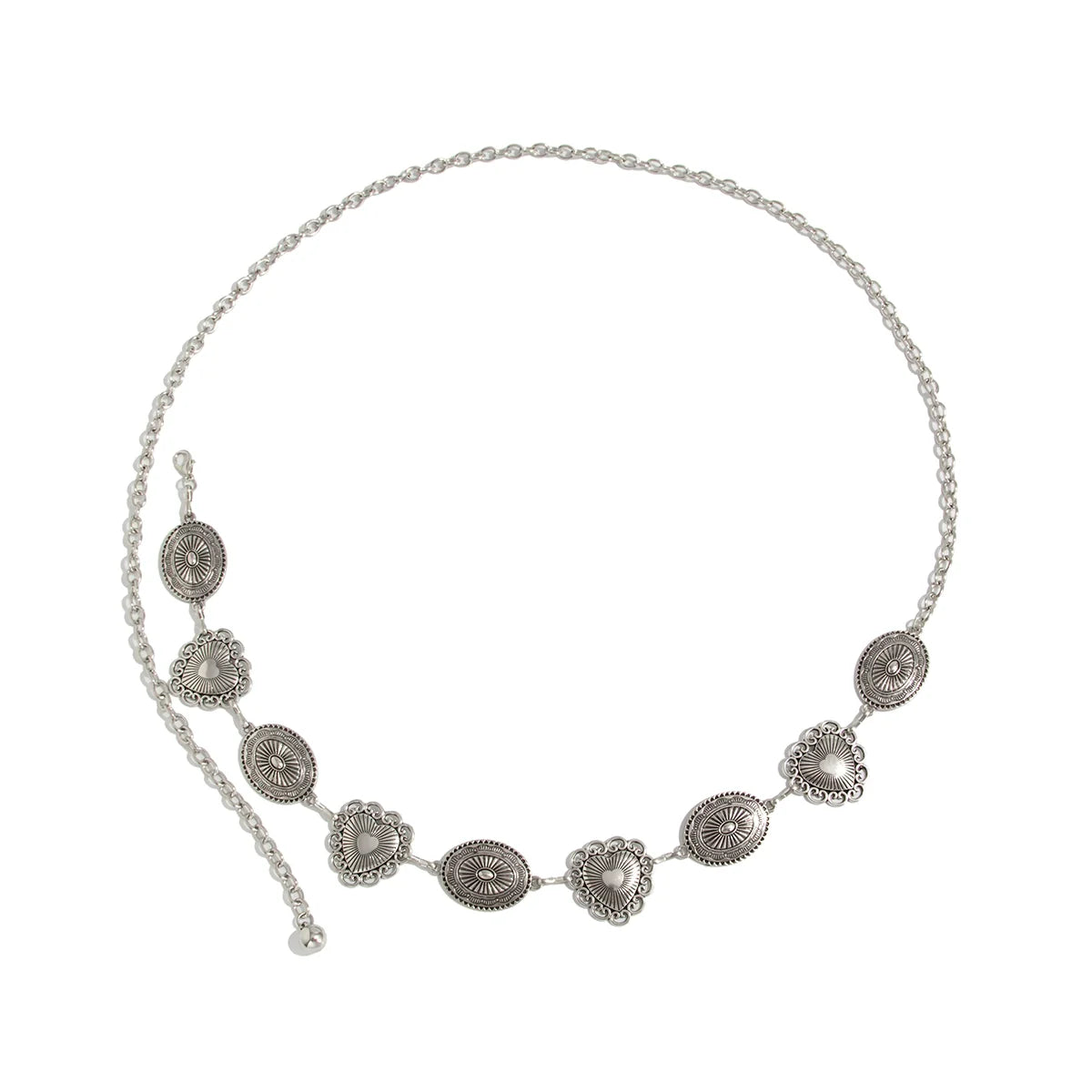 Ari Coastal Charm Waist Chain - Oval Heart Silver