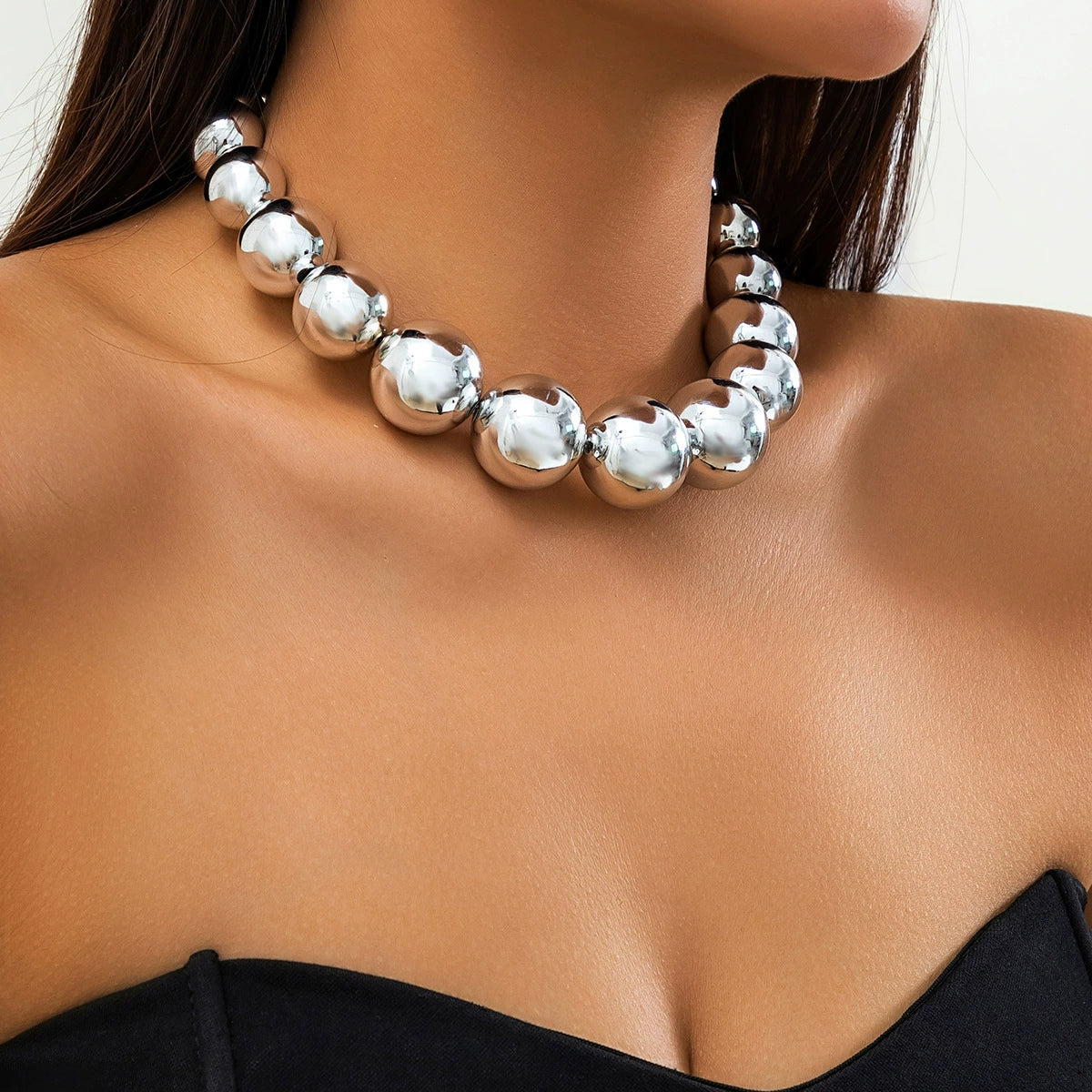 Marlow Statement Beaded Necklace - Silver-tone [5E0PBBR8]