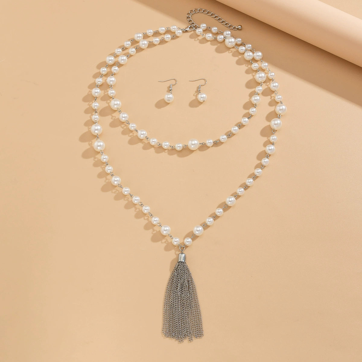 Fannie Layered Pearl Necklace - Silver Tone Set [DH35M0G5]