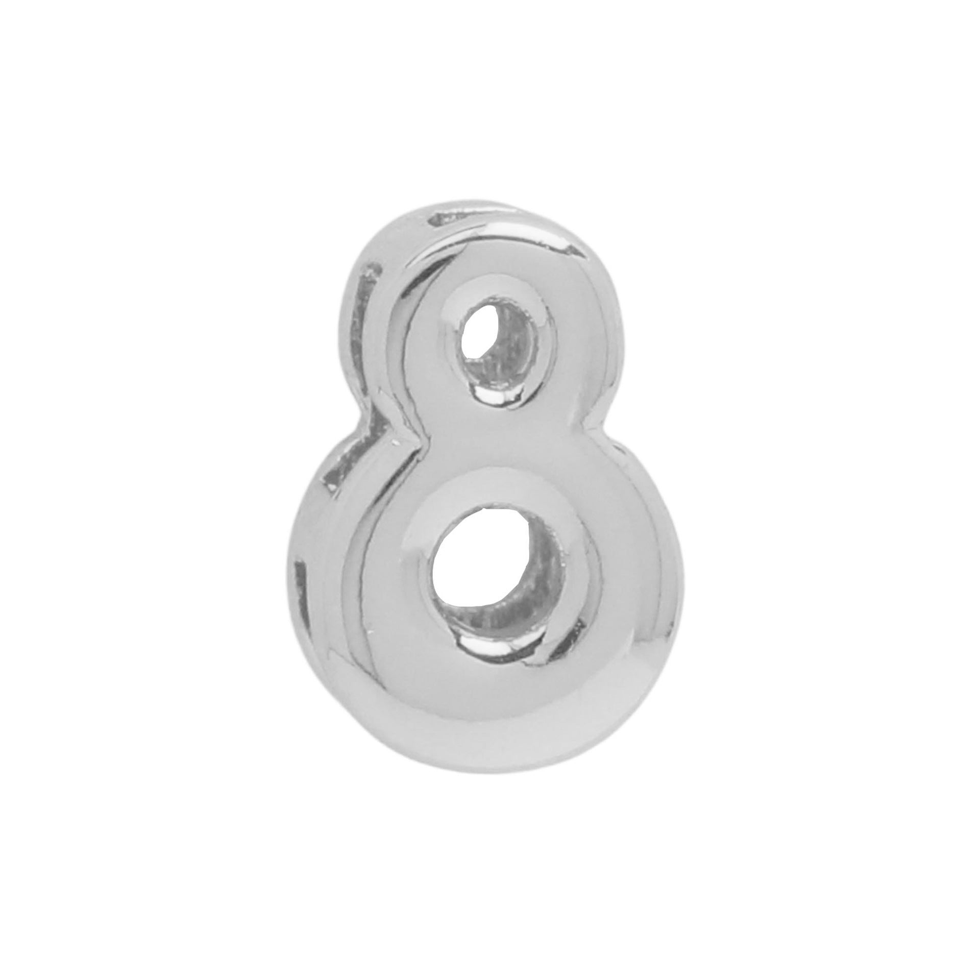 Devora Bubble Letter Necklace - White Gold Tone Number 8 Pendant [JLF51730]