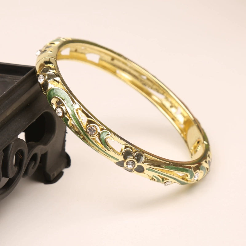 Raniyah Cloisonné Floral Bracelet - Army Green [EE2WA641]