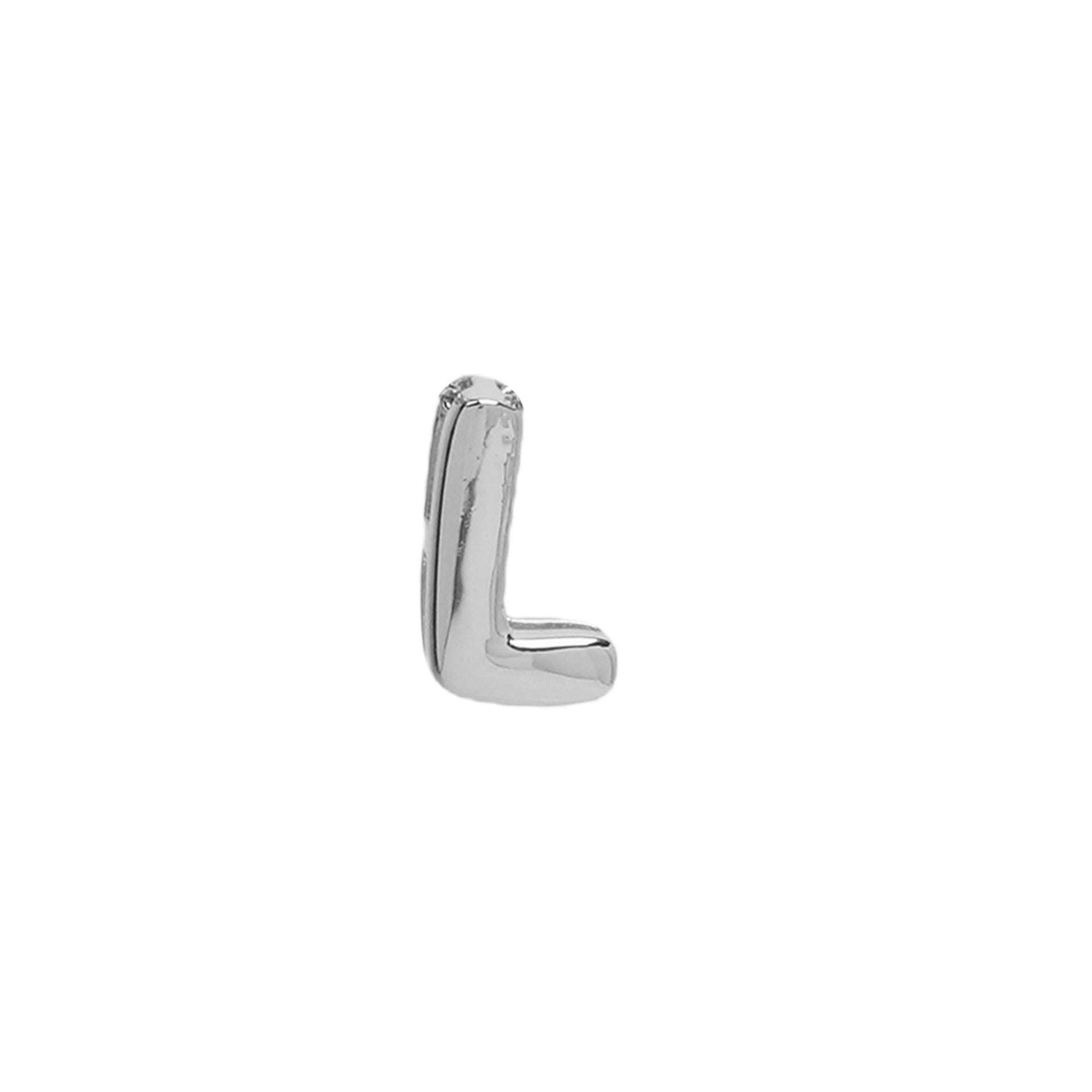 Devora Bubble Letter Necklace - White Gold Tone Letter L Pendant [237EG44U]
