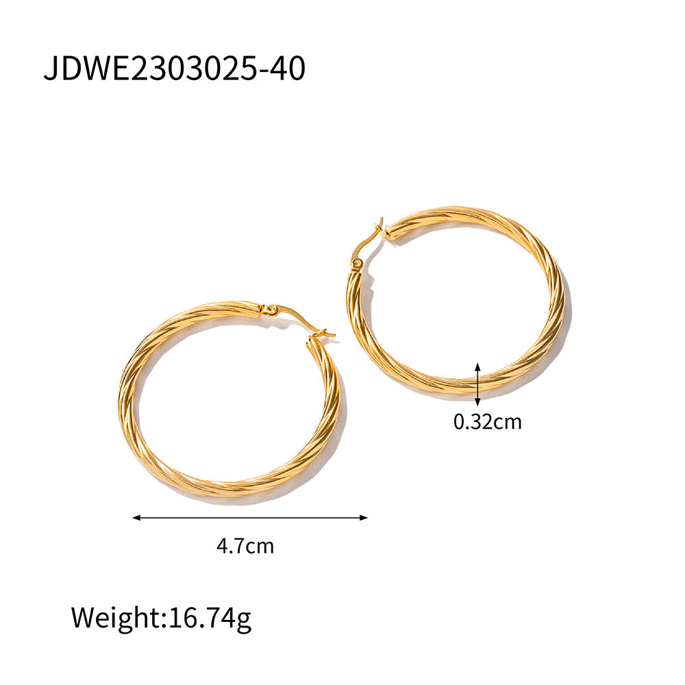 Josselin Cable Hoop Earrings - JDWE2303025-40 [6A4Y4VAT]