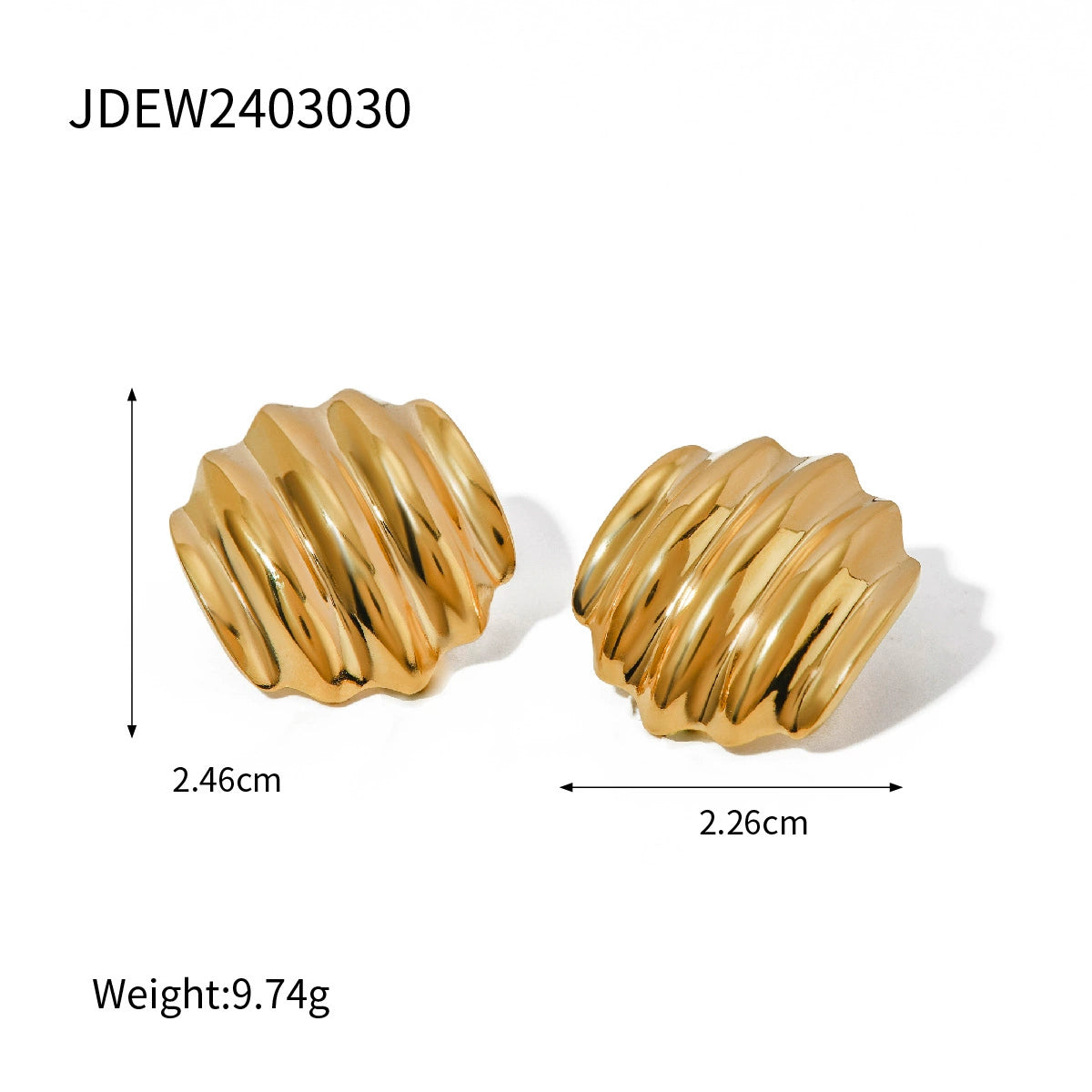 Hadasa Gold Pleated Hoops - JDEW2403030 [6IOELJZY]