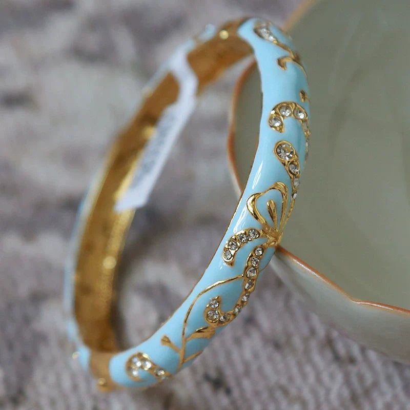 Nicolette Enamel Cuff Bracelet - Light Blue