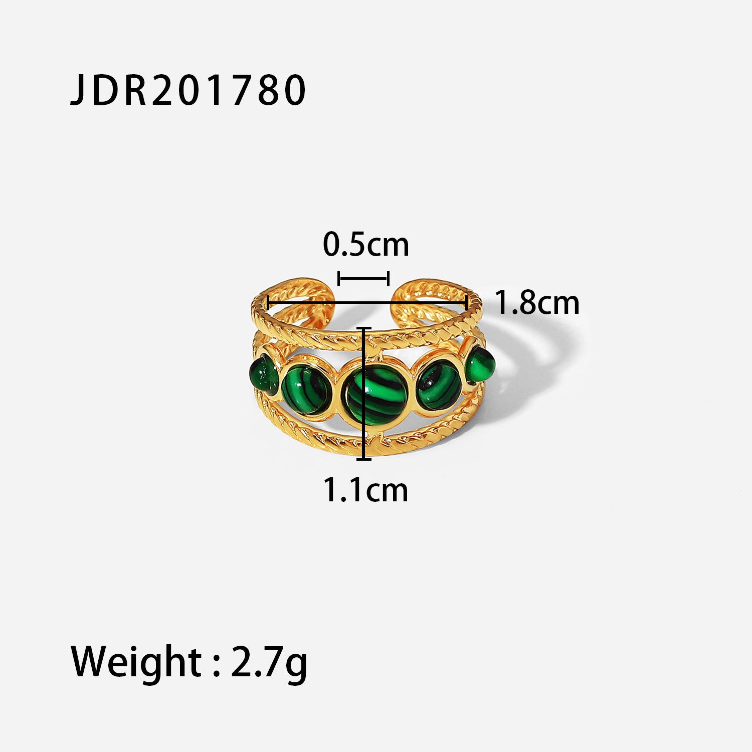 Grey Statement Gemstone Ring - JDR201780 [HNVDSX1K]