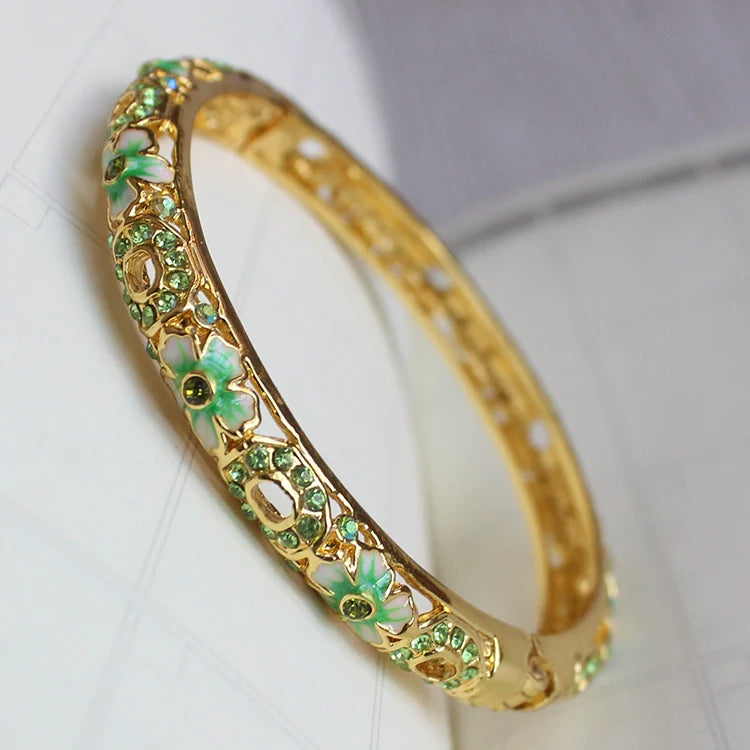 Chimamanda Ornate Cloisonne Bangle - Green (54mm ID)