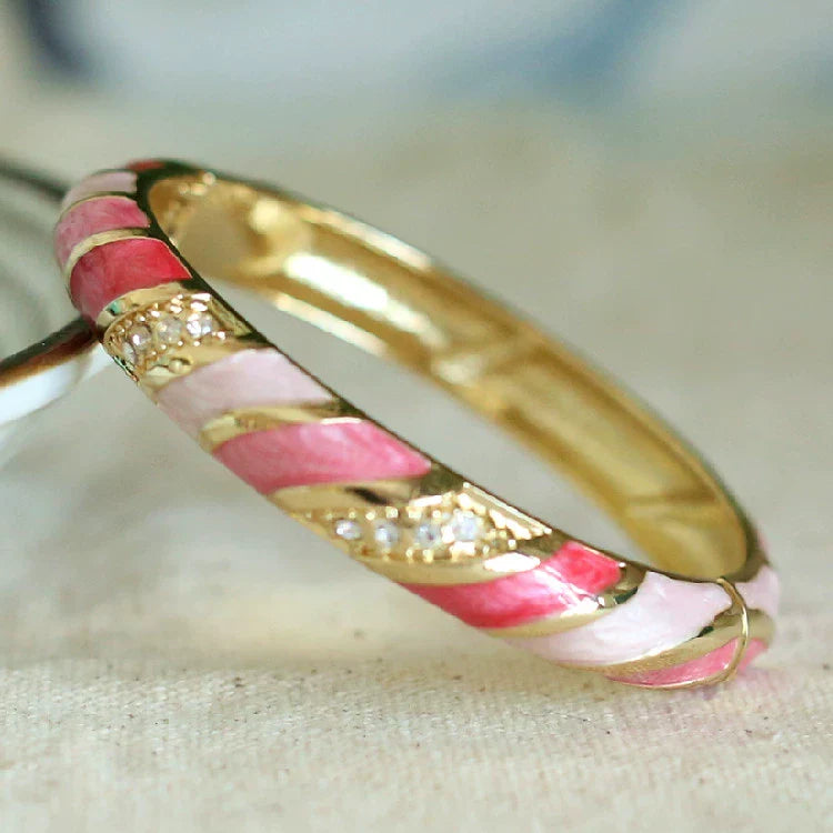 Amellia Enamel Eye Bangle - Pink Spiral Pattern