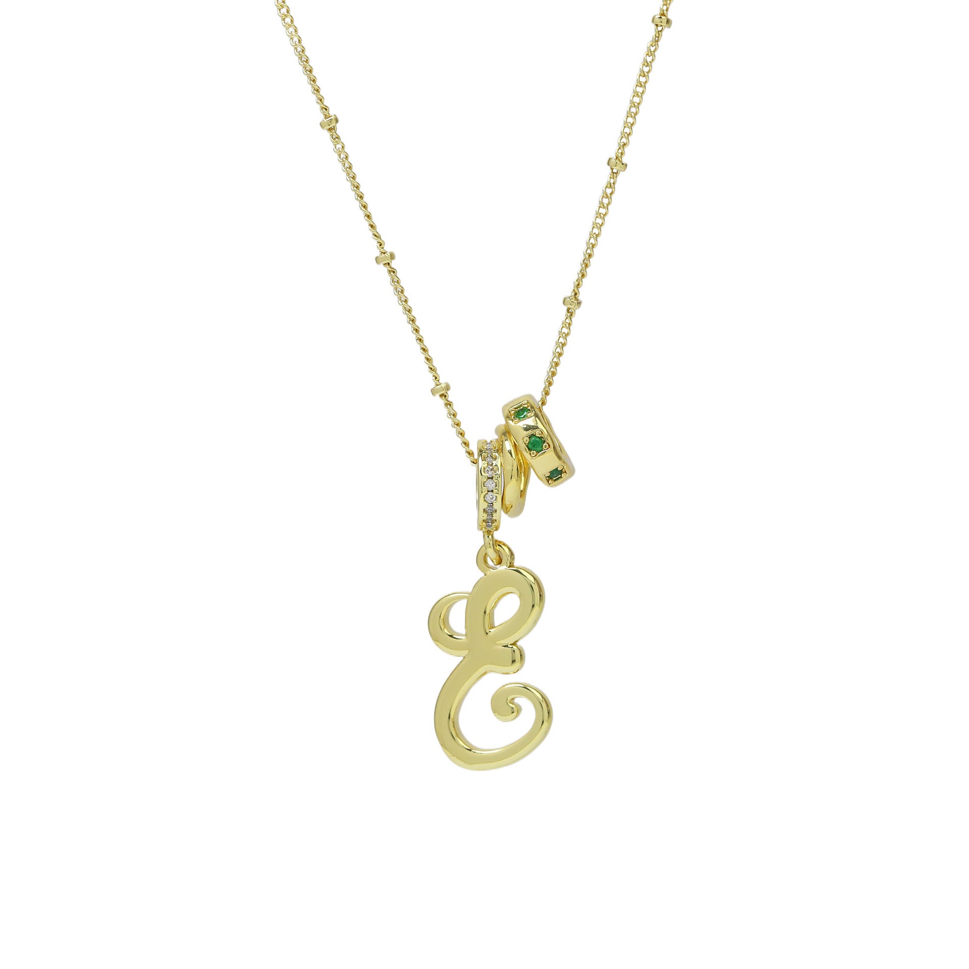 Jovi Cursive Initial Necklace - Gold E [G14ITHYI]