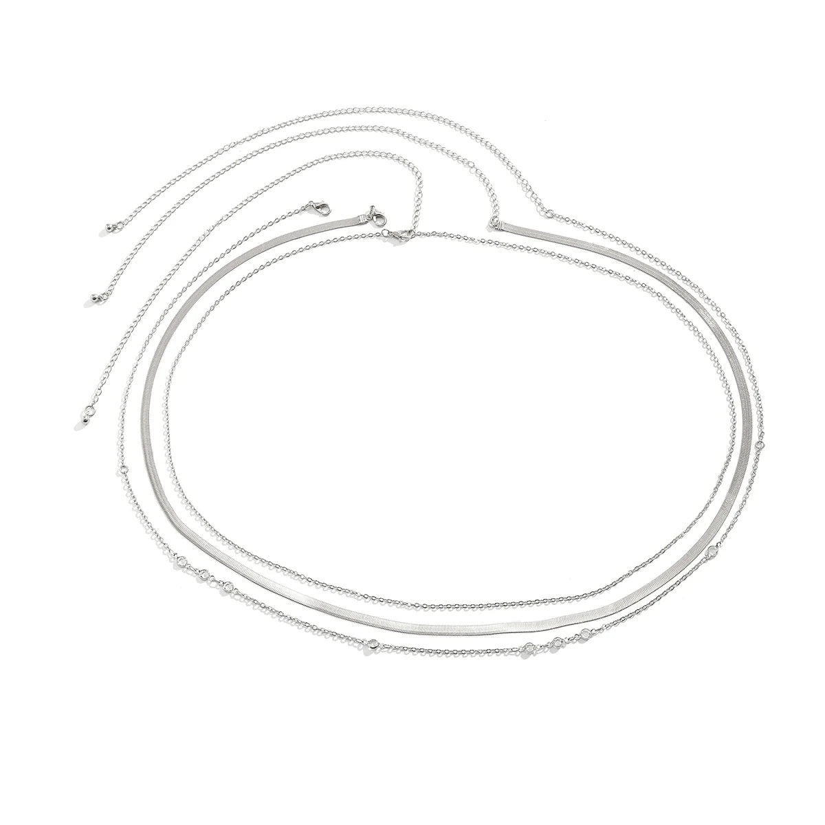 Leyla Layered Snake Chain Belt - Silver