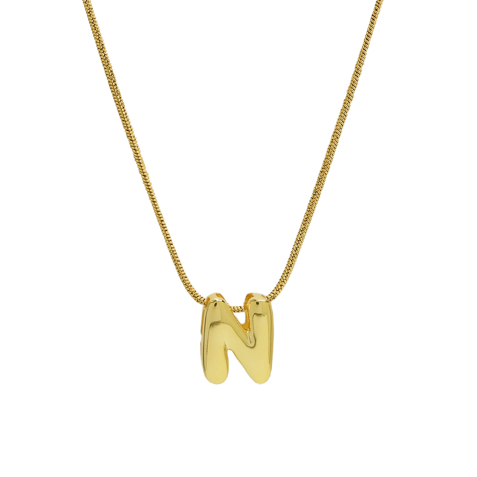 Hallie Initial Snake Chain Necklace - N Letter Necklace [UKSNS3OU]