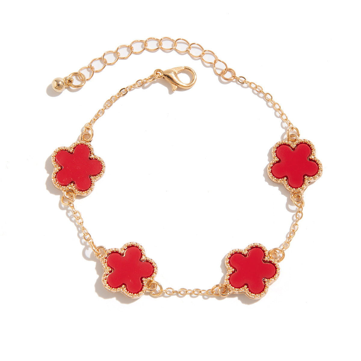 Corbin Five-Leaf Charm Bracelet - Gold + Red [9QAS2250]