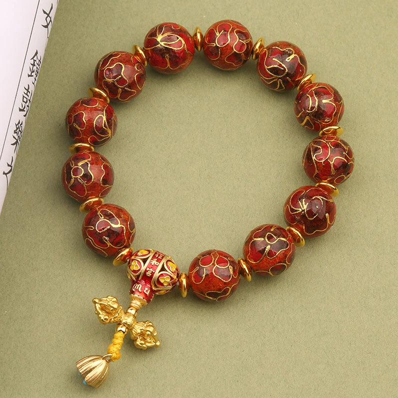 Delina Enamel Beaded Bracelet - Red (14mm Beads) [VEUNW507]