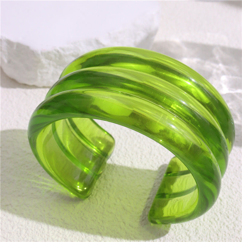 Kaylanie Resin Cuff Bracelet - Green Open Cuff [RC56J5D0]