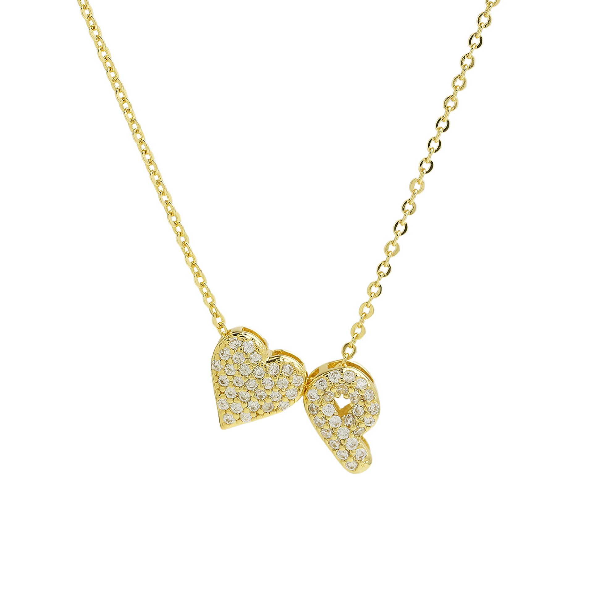 Riley Zircon Bubble Initial Necklace - P Initial [HKO0C978]
