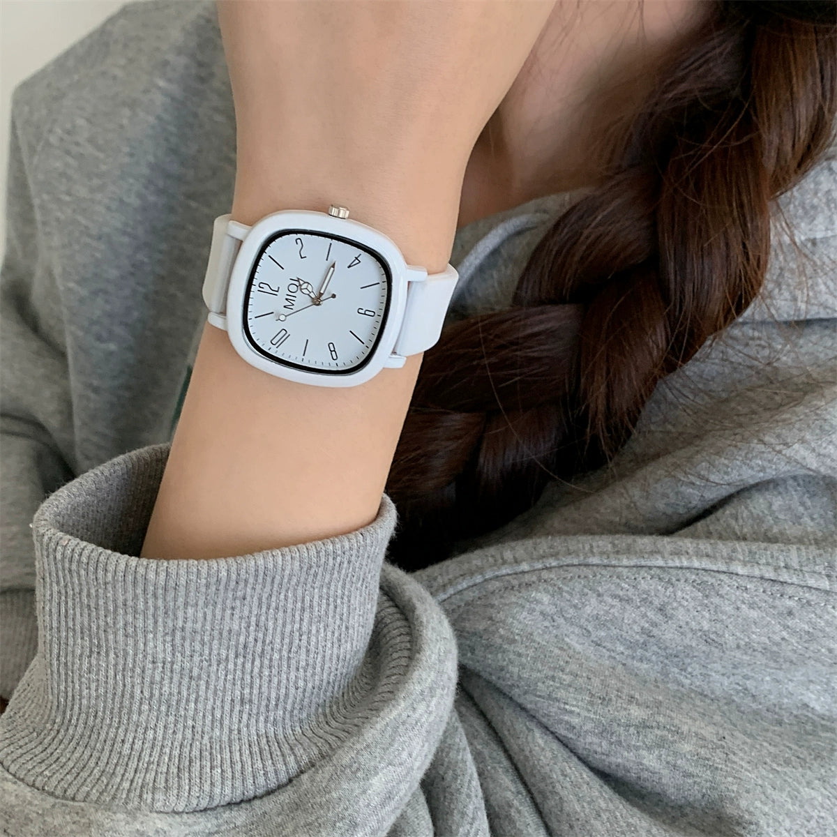 Leylani Preppy Square Watch - White MIQI Silicone Dial [DQZ96E5R]