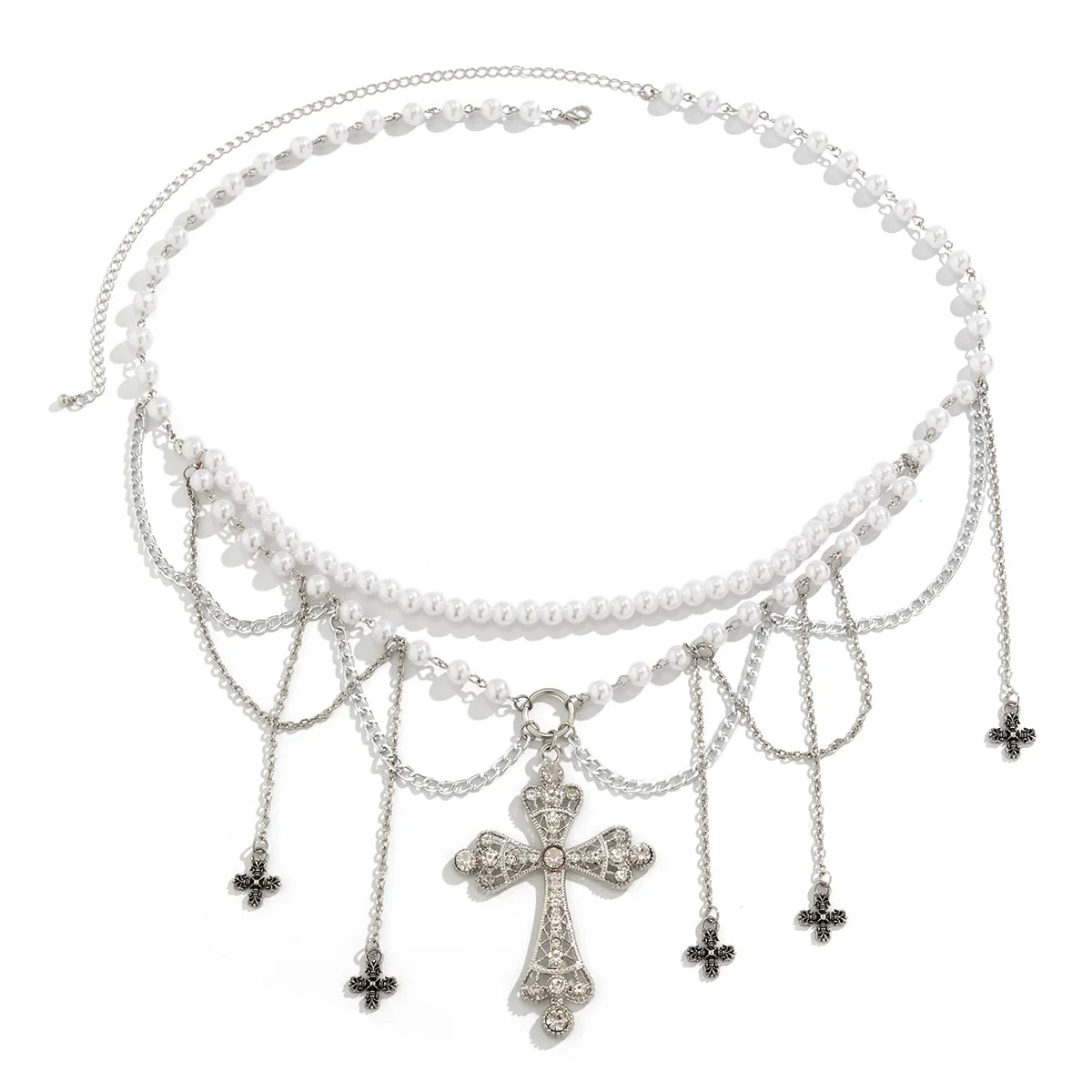 Jesslynn Faux Pearl Waist Chain - Silver
