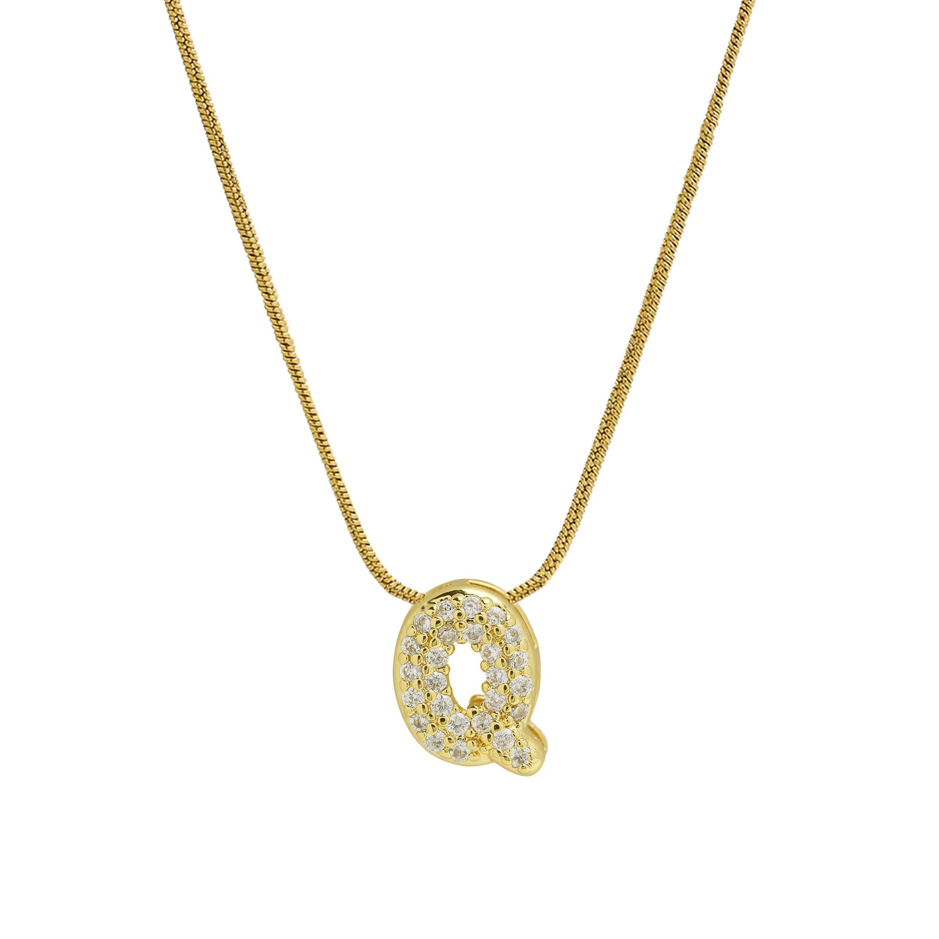 Deborah Initial Snake Necklace - Gold-tone Q Initial [HKIH19S1]