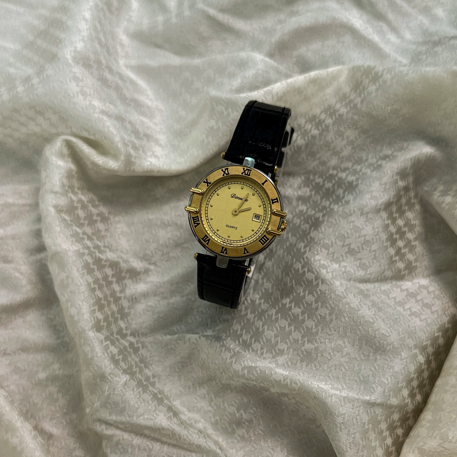 Honey Elegant Roman Watch - Gold Black Strap (Calendar)
