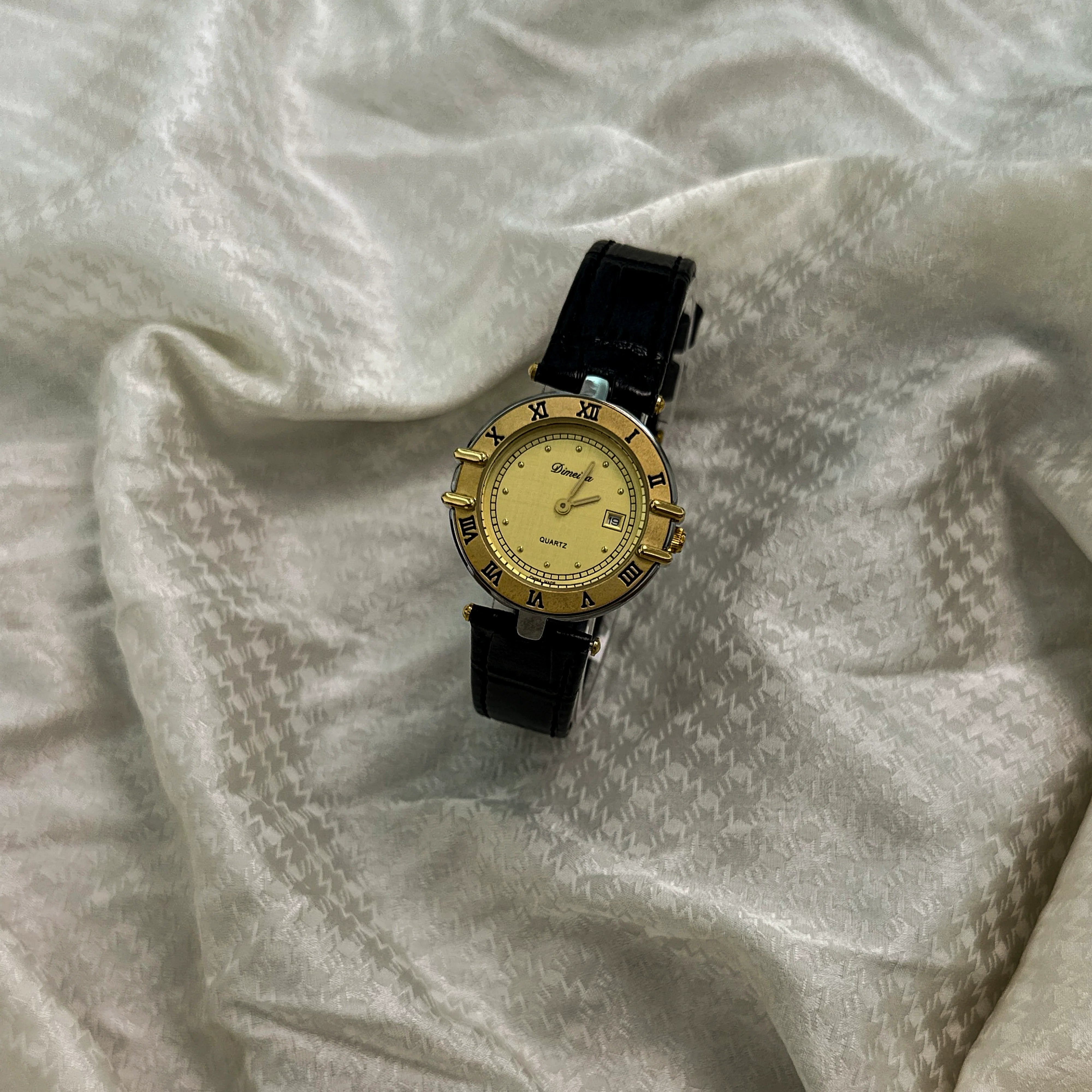 Honey Elegant Roman Watch - Gold Black Strap (Calendar)