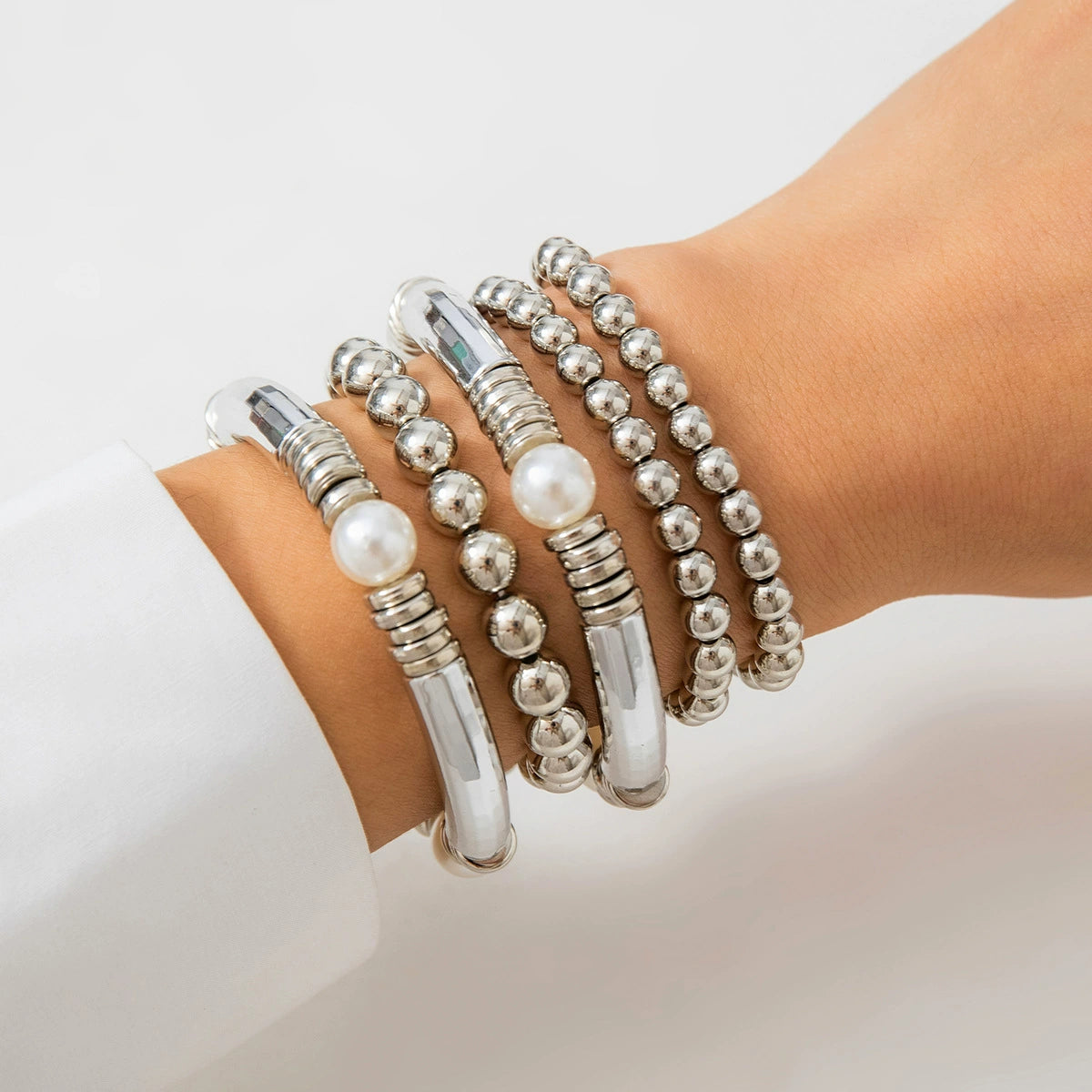 Maycee Cyberpunk Bracelet Set - Style 03 White K [UTC97HEP]