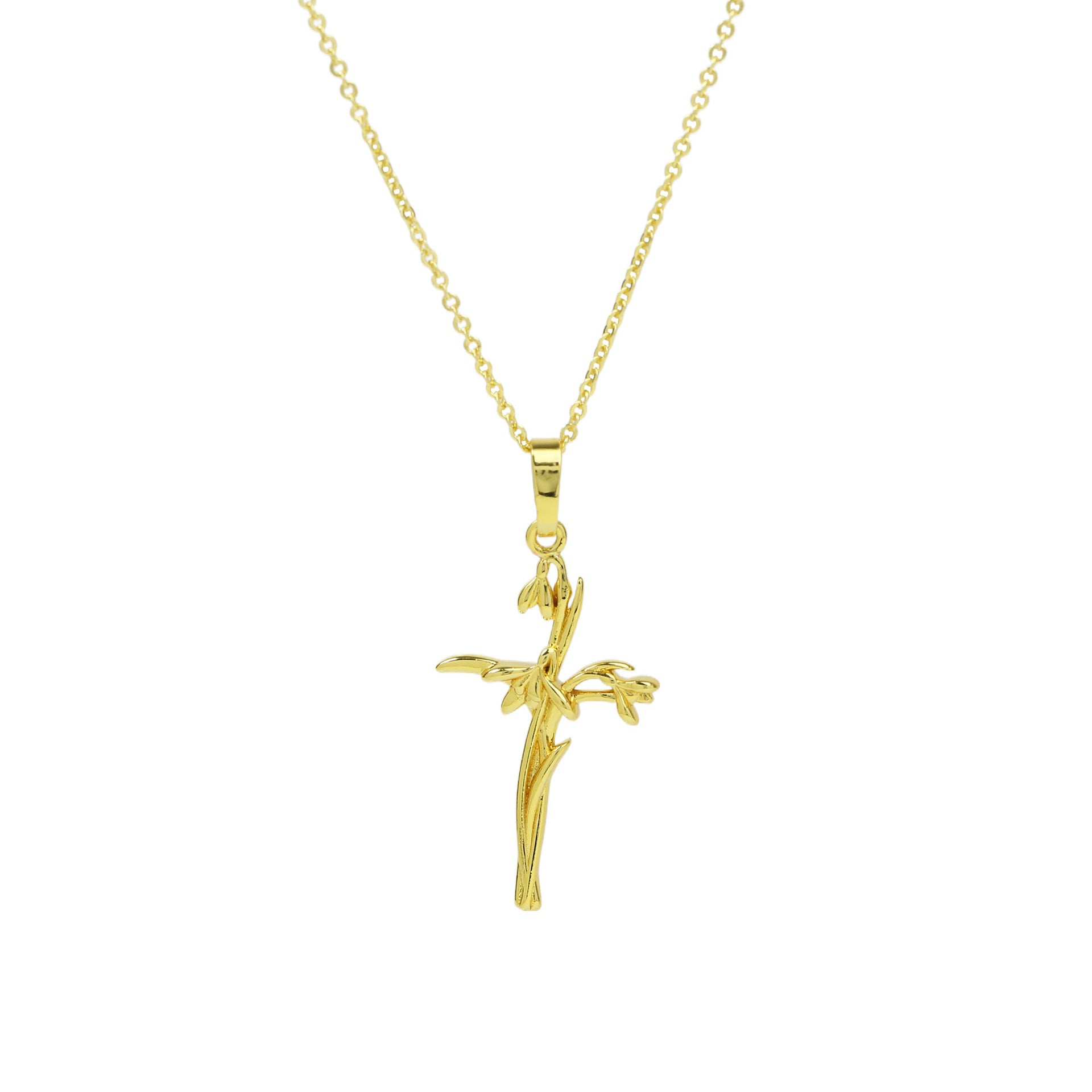 Alaiah Birth Flower Cross Necklace - January [VTUX52XJ]