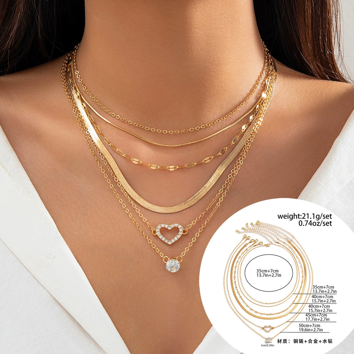Elvira Layered Heart Necklace - Gold 1 [7ZWKP8OM]