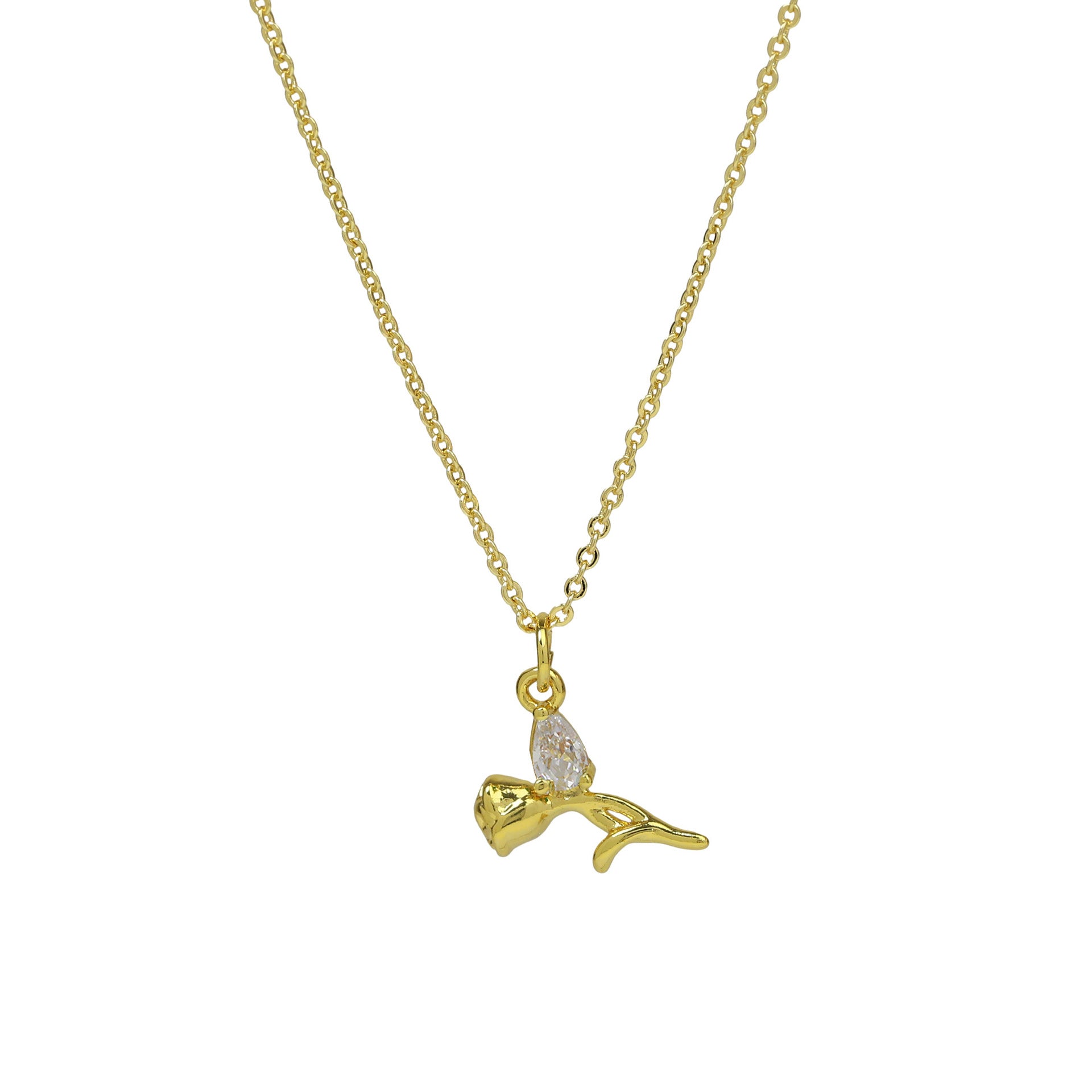 Taliyah Zircon Rose Pendant Necklace - Silver Tone Multi-Color Zircon Rose [ANXTXDAD]