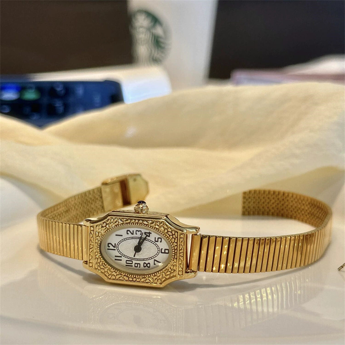 Dalila Retro Bracelet Watch - Gold Tone/White Dial [4IJTEOFS]