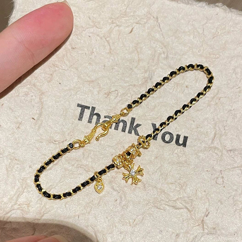 Kemani Heritage Cross Bracelet - Cross Black Gold Bracelet