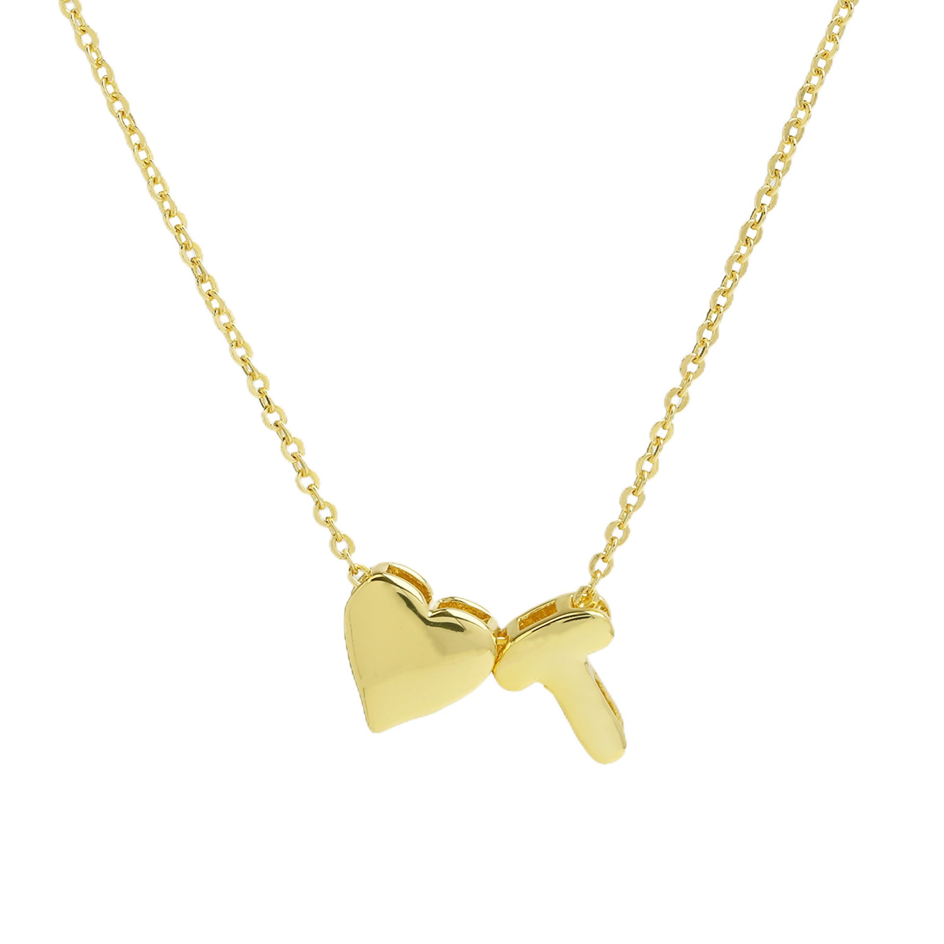 Korie Puffed Initial Necklace - Letter T Necklace [OQRL3I54]